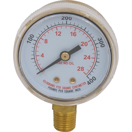 Powerweld Replacement Gauge, 2" x 400 PSI, 1/4" NPT Inlet B400